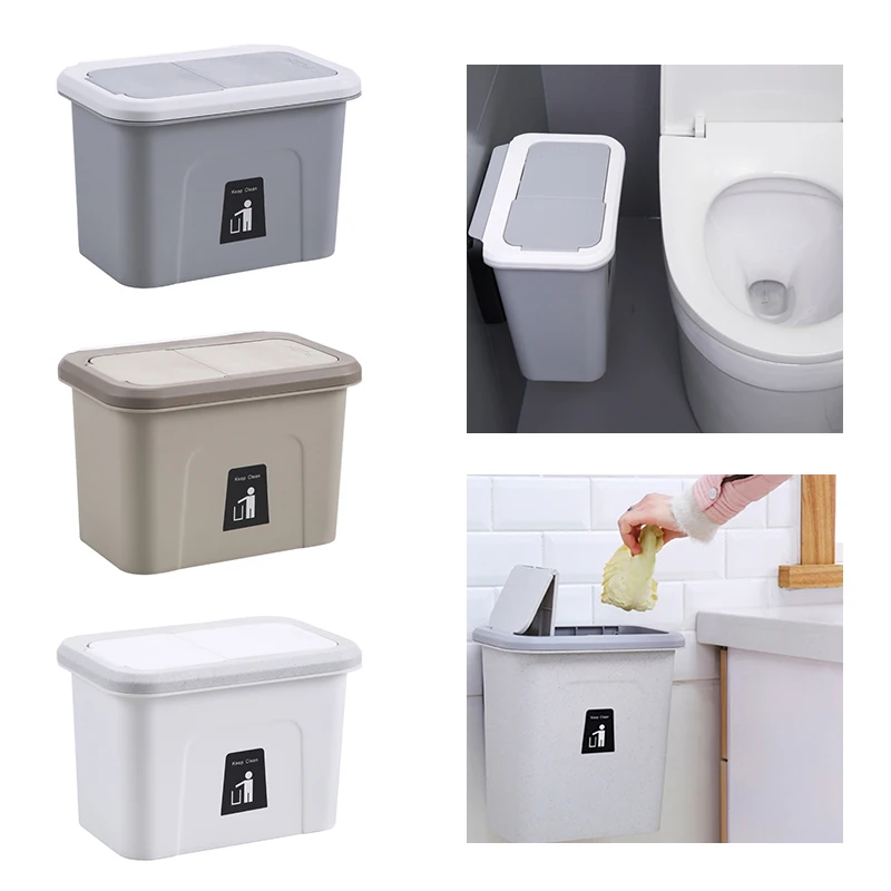 

Kitchen Hanging Trash Garbage Bin Easy Disassemble Strong Sturdy Premium PP Material Easy Clean Waste Bin For Toilet Bathroom