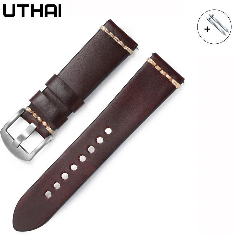 Watch Strap Oil Wax Retro Cowhide Strap 20mm22mm For Samsung Watch For Huawei Watch Watchband UTHAI Z75