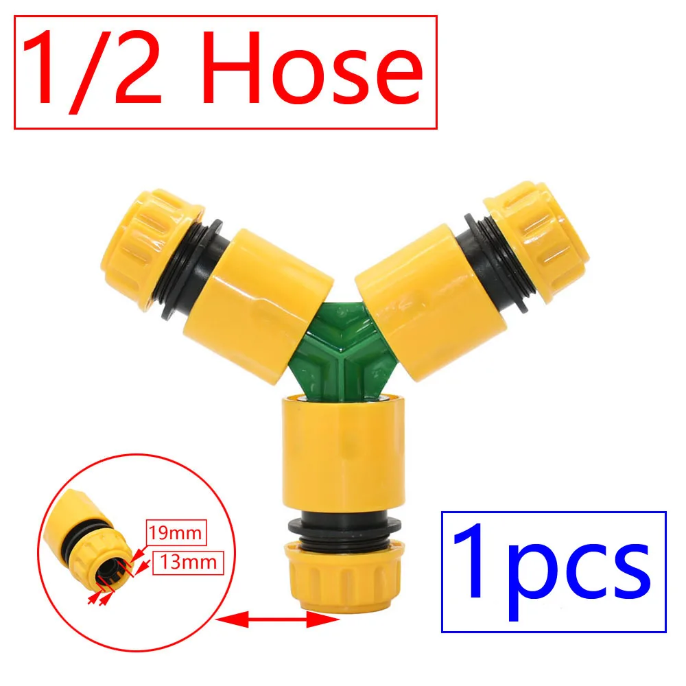 16mm 1/2 3/4 Inch Y Connector 2/3-Way Garden Tap Hose Water Splitter With Nipple Quick Connector Garden Irrigation Valve