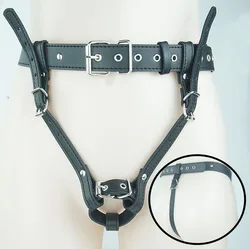 BDSM Chastity Forced Orgasm Belt For Vibrator,Leather Bondage Strap-on Harness,Strapon Magic Wand Massager,Sex Toys For Women