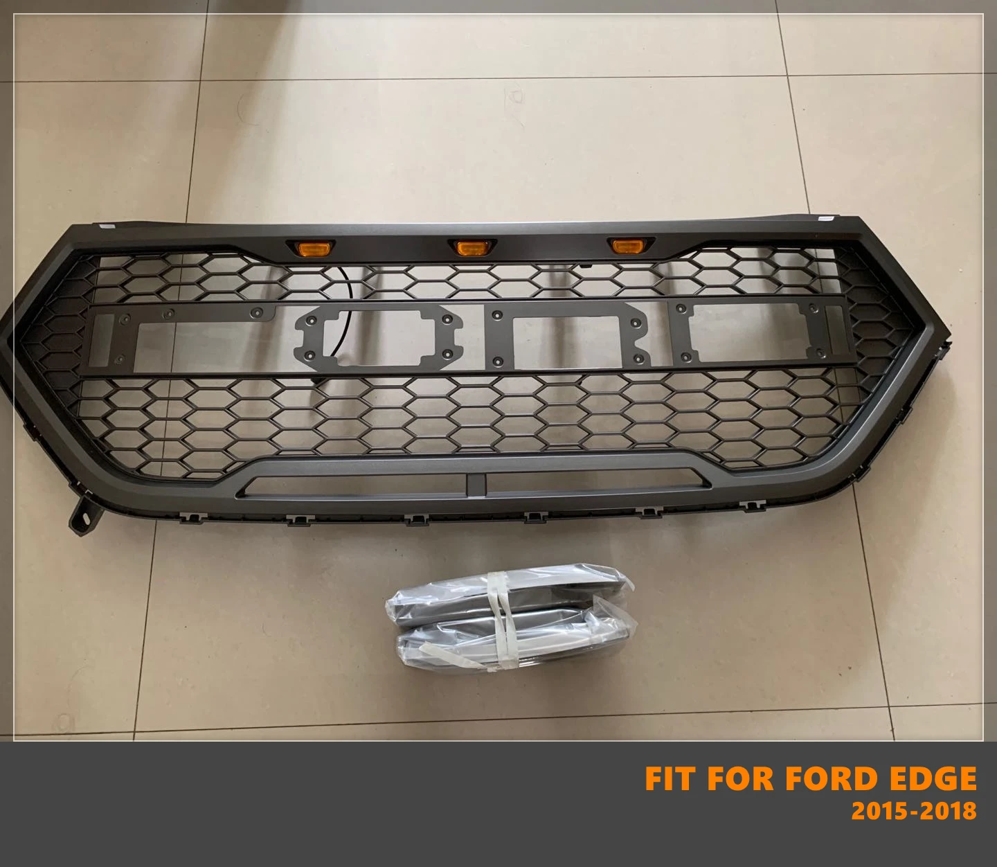 Good Quality ABS Front Middle Grill Racing Grills With LED Lights Fit For Ford Edge 2015-2018