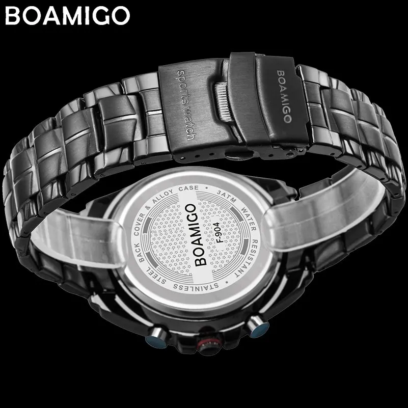 BOAMIGO top luxury brand men sports watches military fashion business steel digital quartz watch gift clock relogio masculino