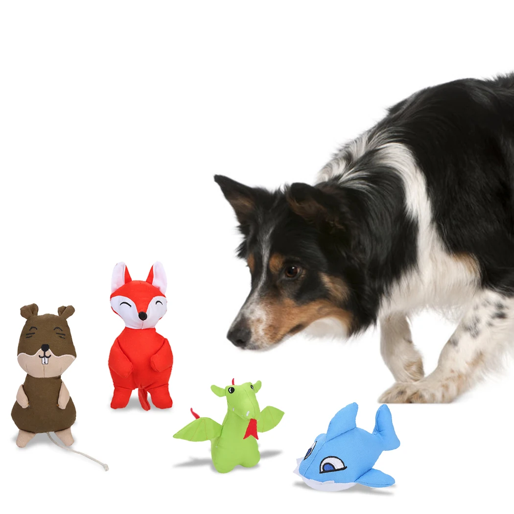 Multicolor Dog Chew Toy Cute Fox Shark Mouse Dinosaur Shape Anti-Bite Puppy Playing Toy Pet Chew Toy Dog Squeak Toy Pet Supplies