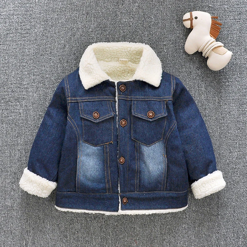 DIIMUU Plush Baby Boys Jacket Girls Coat Clothing Winter Kids Children Warm Outerwear Denim Coats Toddler Boy Girl Tops Clothes