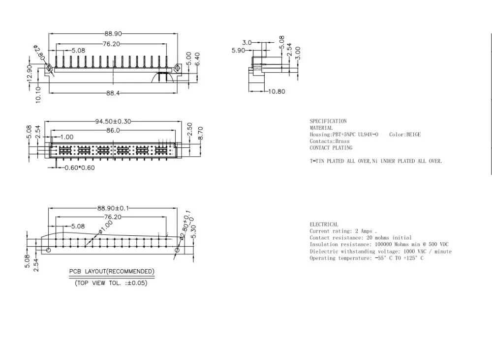 5 stücke din 5,08 din Stecker 32 Positionen männlicher Stift mm Abstand rechtwinklig weiblich gerade durch Loch platine zweireihig – Detail 6