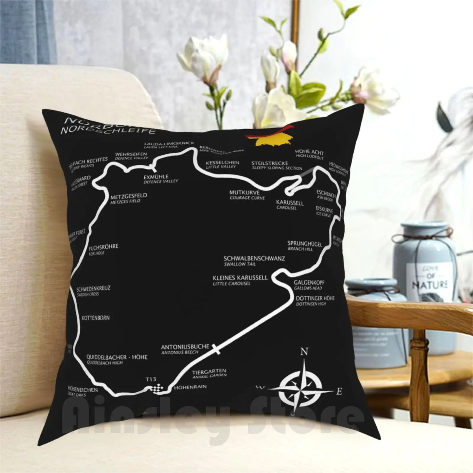 

The Nurburgring-Nordschleife Pillow Case Printed Home Soft Throw Pillow Nurburgring Grand Prix Grand Prix Circuit