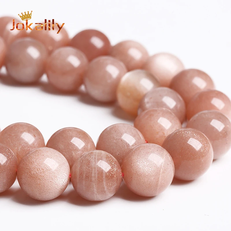 Natural Sunstone Beads Orange Moonstone Round Loose Stone Beads For Jewelry Making DIY Bracelets Accessories 4 6 8 10 12mm 15