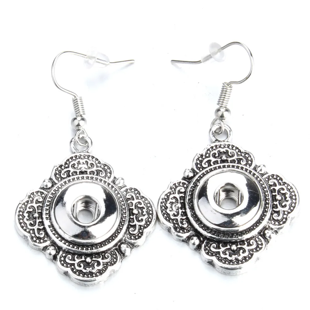 New 12mm Snap Jewelry Mini Snap Buttons Earrings Fit 12mm Snap Button Metal Crystal Dangle Earrings For Women