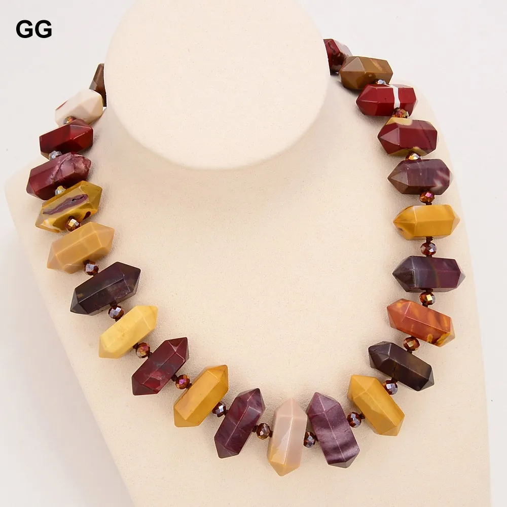 

GuaiGuai Jewelry Natural Multi Color Mookaite Double Terminated Pointed Necklace 18"