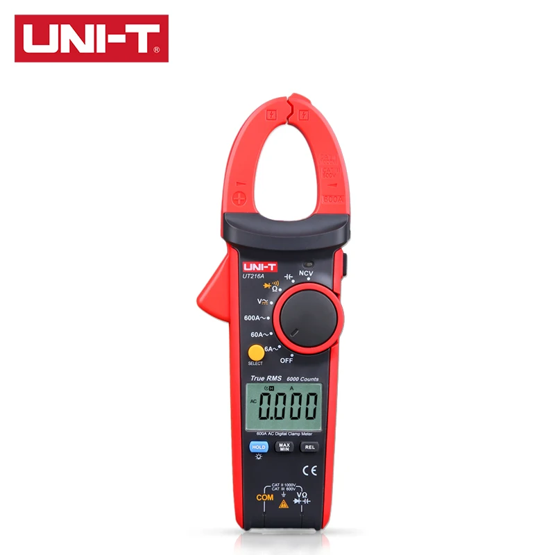 UNI-T True RMS Digital Clamp Meter UT216A UT216B UT216C UT216D 600A MAX/MIN/Relative Modes NCV Flashlight  VFC  Inrush Current