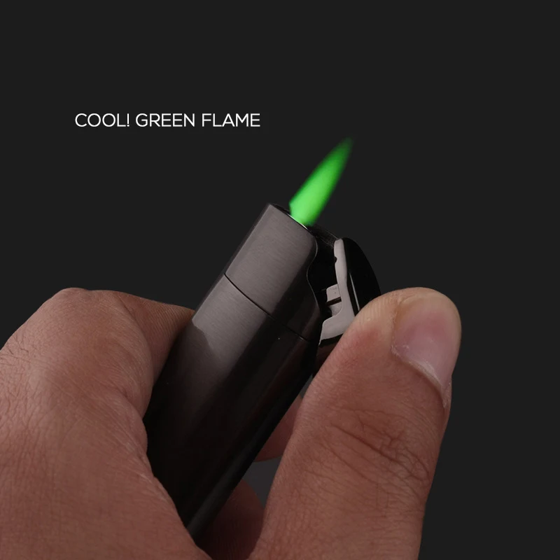 GREEN Flame Lighters Cigar Torch Lighter Windproof Refillable Butane Jet Lighters Gift