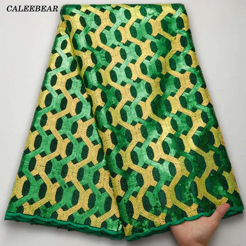 

Green African Velvet Lace Fabric 2023 High Quality Nigerian French Mesh Lace With Sequins Velvet Fabrics For Party Dresses S2707