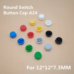 20Pcs A24 Round Button Tactile Push Button Switch Cap For 12*12*7.3 Switch (7 Colors)