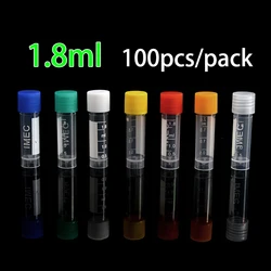 100pcs, 1.8ml Laboratory CryoTube Cryopreservation Freezing Tubes Centrifuge Tube For Lab Analysis With Colorful Screw Cap