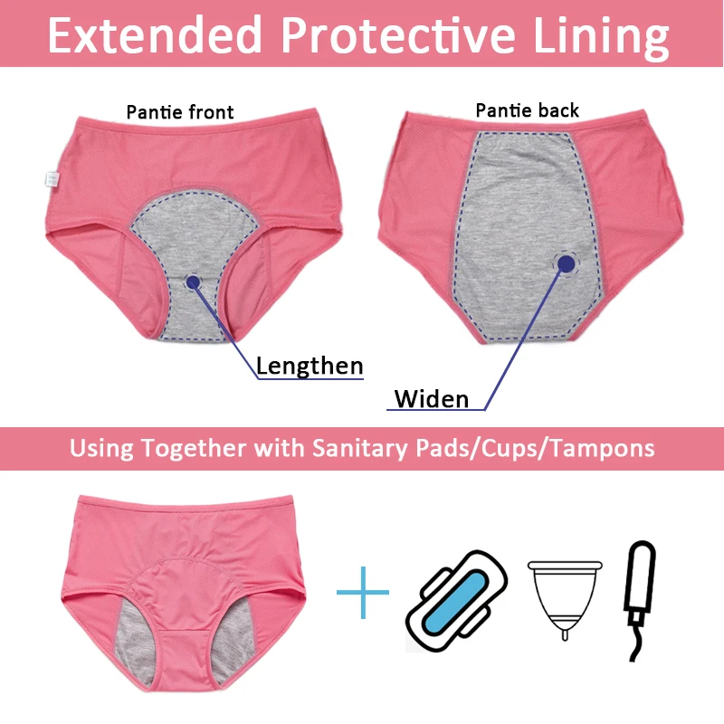 2pc Menstrual Panties L-8XL Plus Size LeakProof Physiological Pants Women Period Underpants Lady Menstruation Breathable Briefs