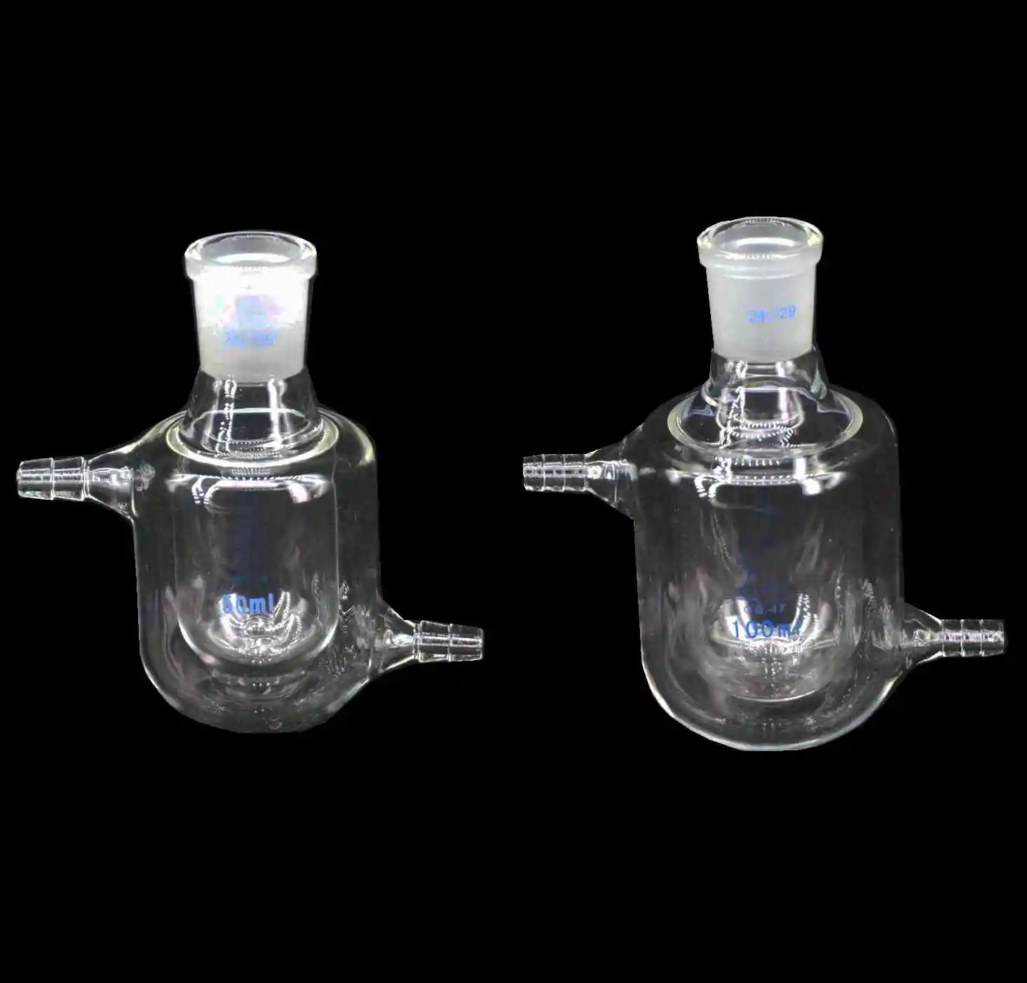 Capacity 25ml 50ml 100ml Borosilicate Glass 24/29 Joint  Jacketed 2 Layer Flask Reactor Bottle Flask lab kit tool Laboratory