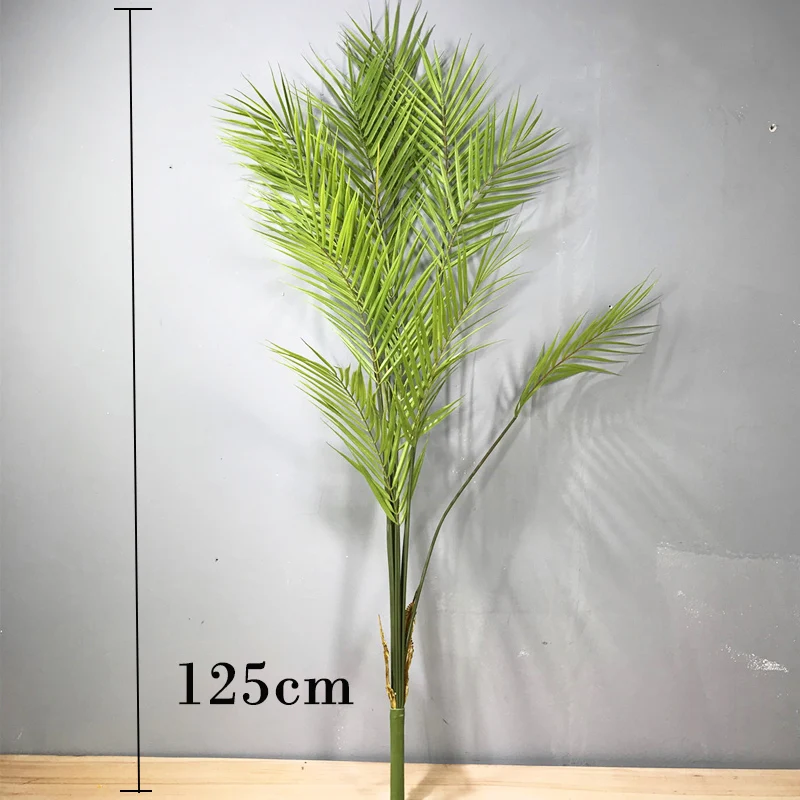 125 cm große künstliche Palme, tropische Pflanzen, Zweig, Kunststoff, künstliche Blätter, grüne Monstera, für Haus, Garten, Raumdekoration – Detail 11