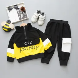 Baby Boy Clothing Set Spring Autumn Cotton Letter Tops Pants Children Sport Suit Christmas Costume Toddler Kids Splicing Outfit