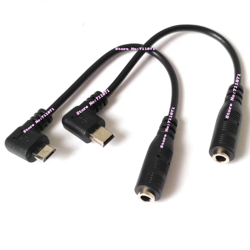 5P Micro Usb V2.0 3.5mm Female Connector Line Right Angle Mini Usb 5Pin Male 3.5 Female Mobile phone headset Adapter Cable Line