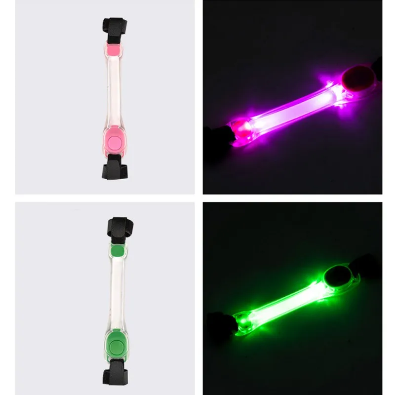 Pet Multi-function Traction Rope Luminous Collar Strap Button Batteries LED Dog Collar For Anti-Lost/Avoid Car Accident