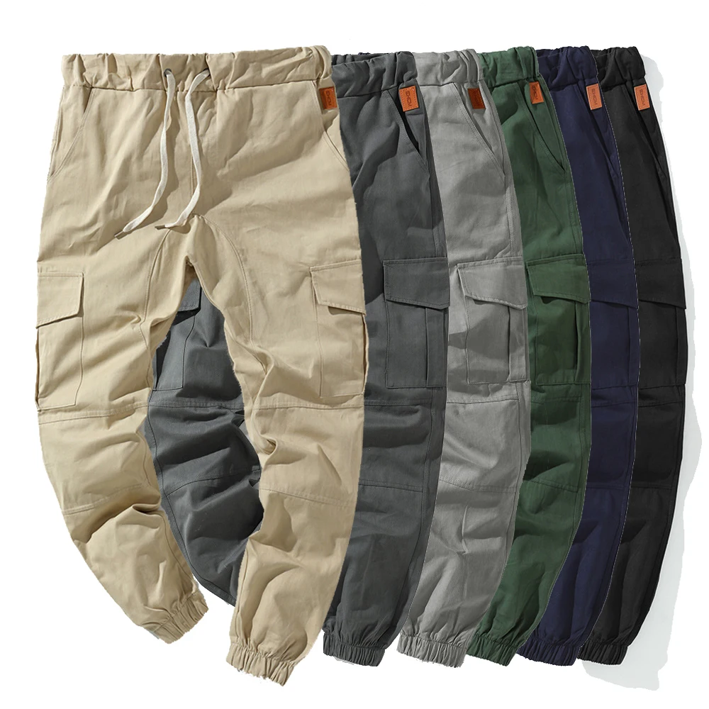 Hip Hip Streetwear Men Drawstring Sweatpants Fashion Cargo Pants Men Elastic Waist Trousers Harem Pants Mens Multi Pocket Pants