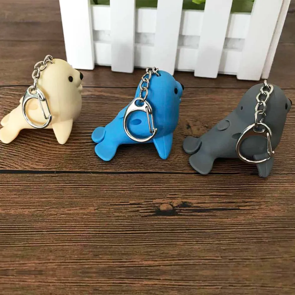 Sea Lion LED Lights Keychain Luminous Vocal Mini Flashlight Key Chains Child Kids Toys Gift Women Men Party Jewelry