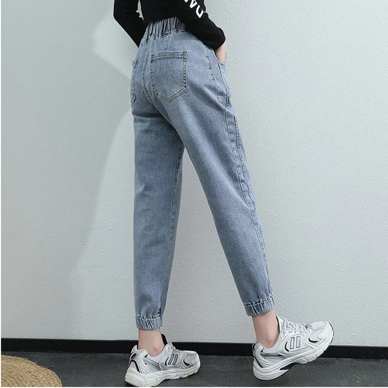 Vita elastica Harem Jeans pantaloni donna pantaloni di Jeans autunnali primavera di grandi dimensioni Jeans elasticizzati Casual pantaloni Vintage alla caviglia 3XL