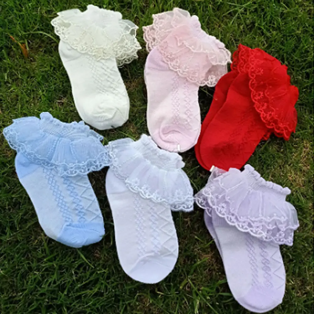 Girls Socks Spring Summer Princess Cotton Lace Sock Infant Thin Red Sox Breathable Children Baby Girls Net ankle Sock