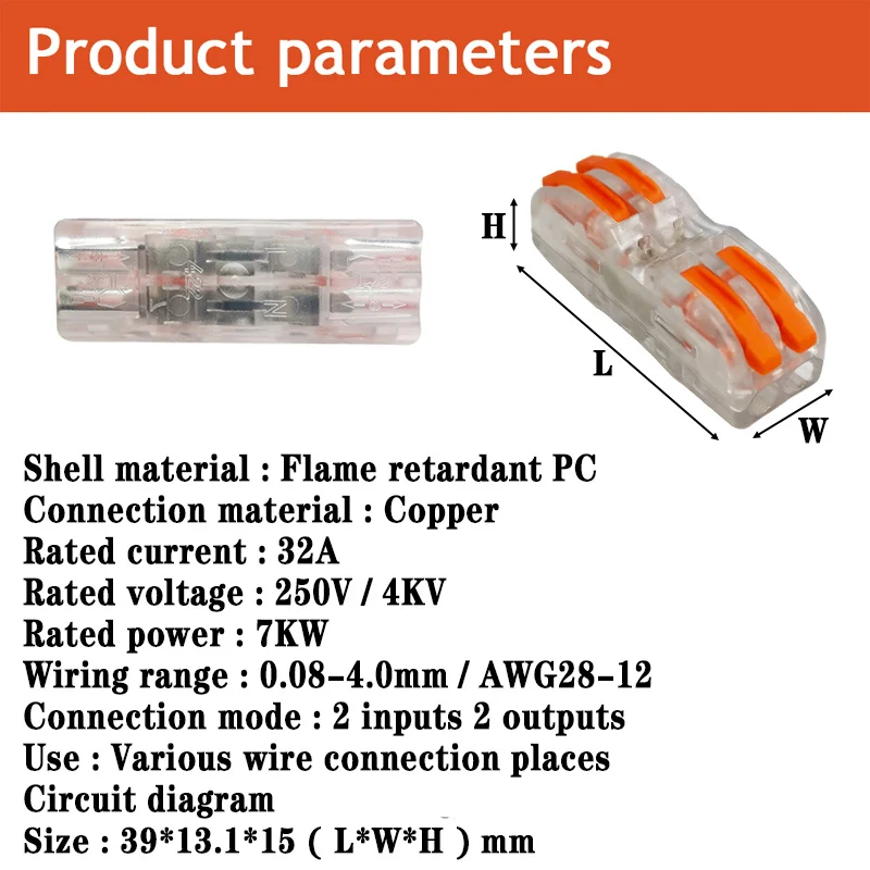 Mini Fast Wire Cable Conectores, Condutor Compacto Universal, Primavera Splicing Fiação Conector, Push-in Terminal Block, SPL, KV-2, 3
