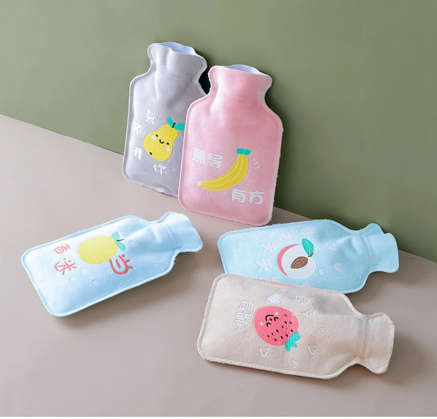 Warm Water Bag Plush Hot Water Bottle Water Injection Portable Mini Cartoon Filling Hot Water Bag Student Hand Warmers Bag