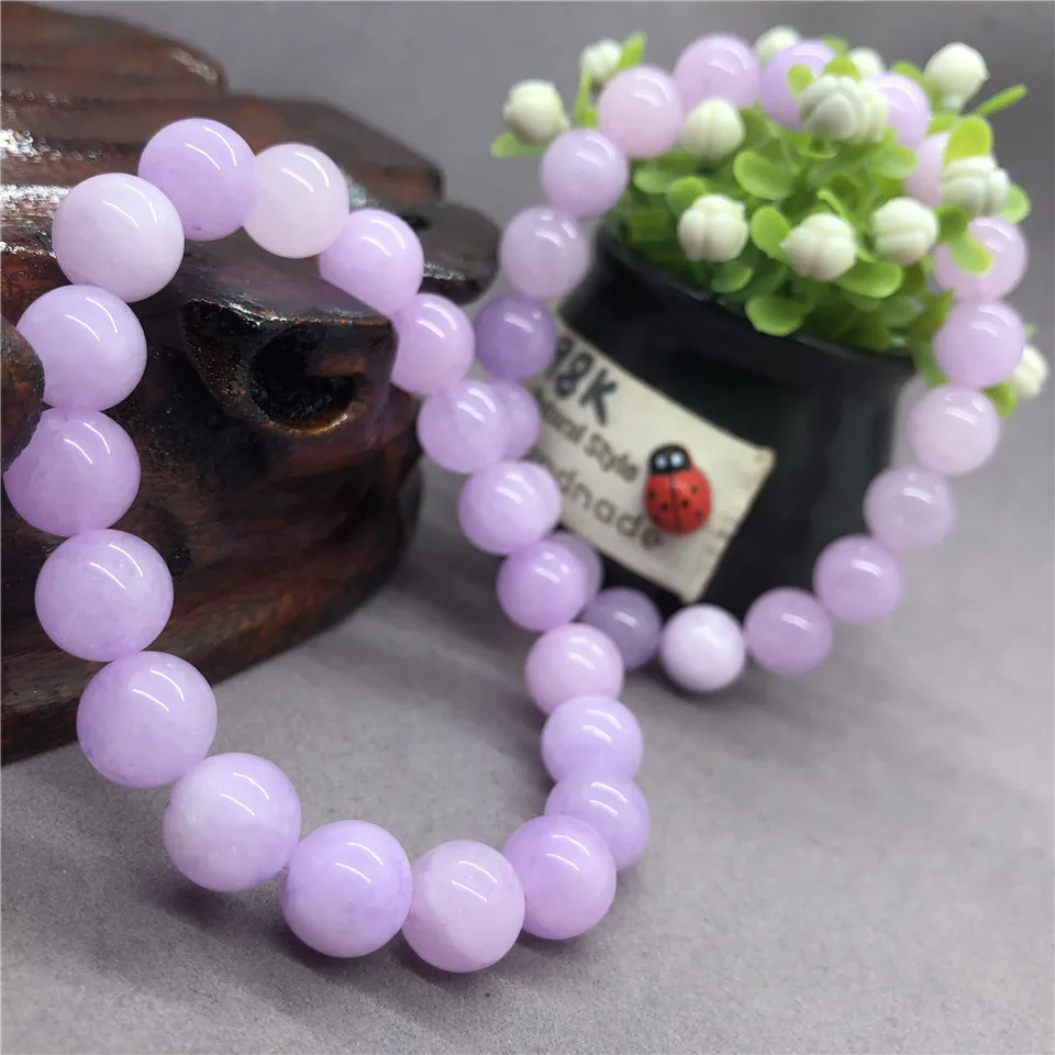 AAAA Natural Brazil Purple Lavender Jade Beads Bracelet Gift for Female 3 Size