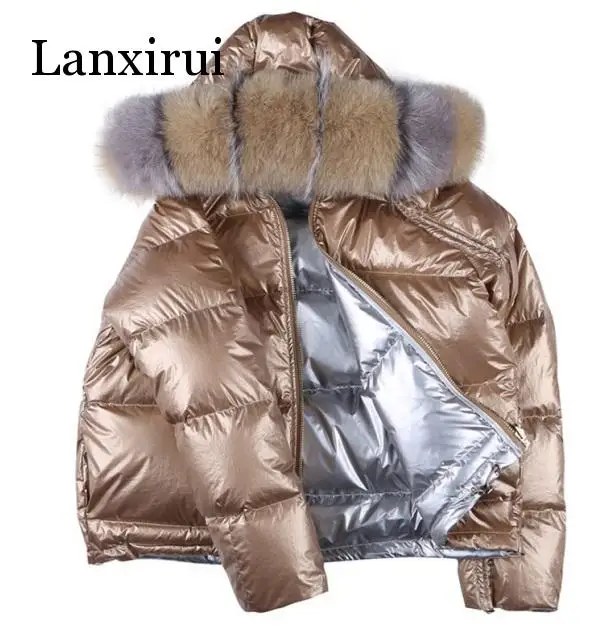 Golden Zipper Down Jackets Women Fashion Reversible Down Coats Women Elegant Short Down winter Jackets Female Ladies