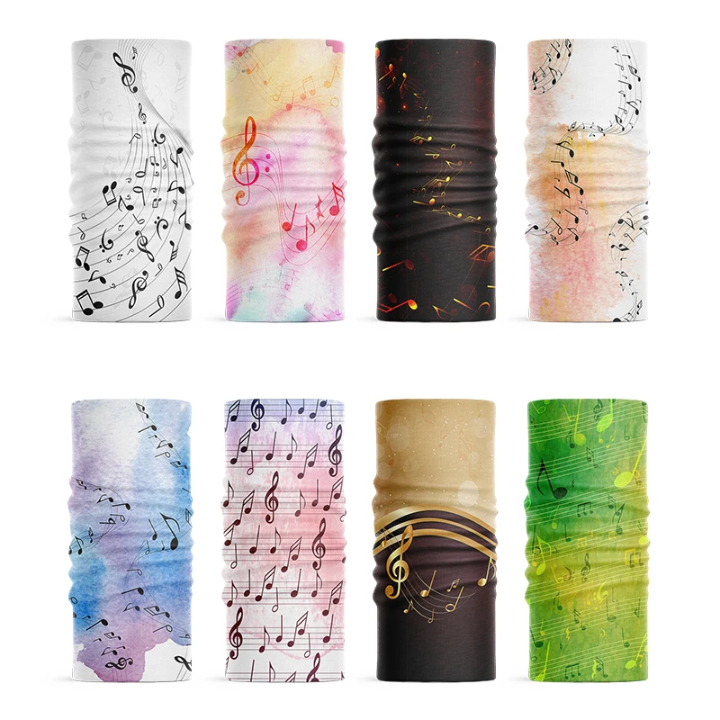 Pañuelo con estampado 3D de notas musicales para mujer, pañuelo colorido con símbolo de música divertida, Hijab, bufanda de ciclismo, envoltura para