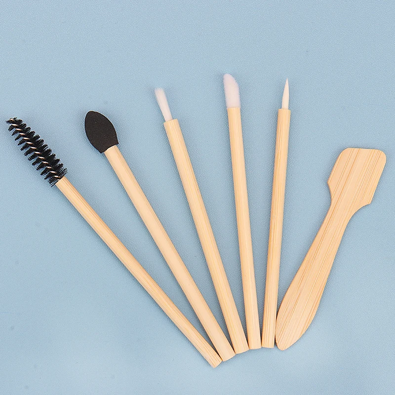 6pcs/lot Bamboo Handle Eyelash Brush Makeup Brush eyelash Extension Eco-friendly Disposable Eyebrow Brush Mascara Wands Set