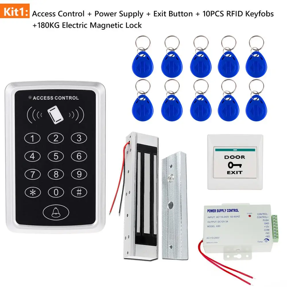 

RFID Door Access Control System Kit Access Controller Keypad access + Power Supply + Electric Magnetic Lock Bolt Strike Locks