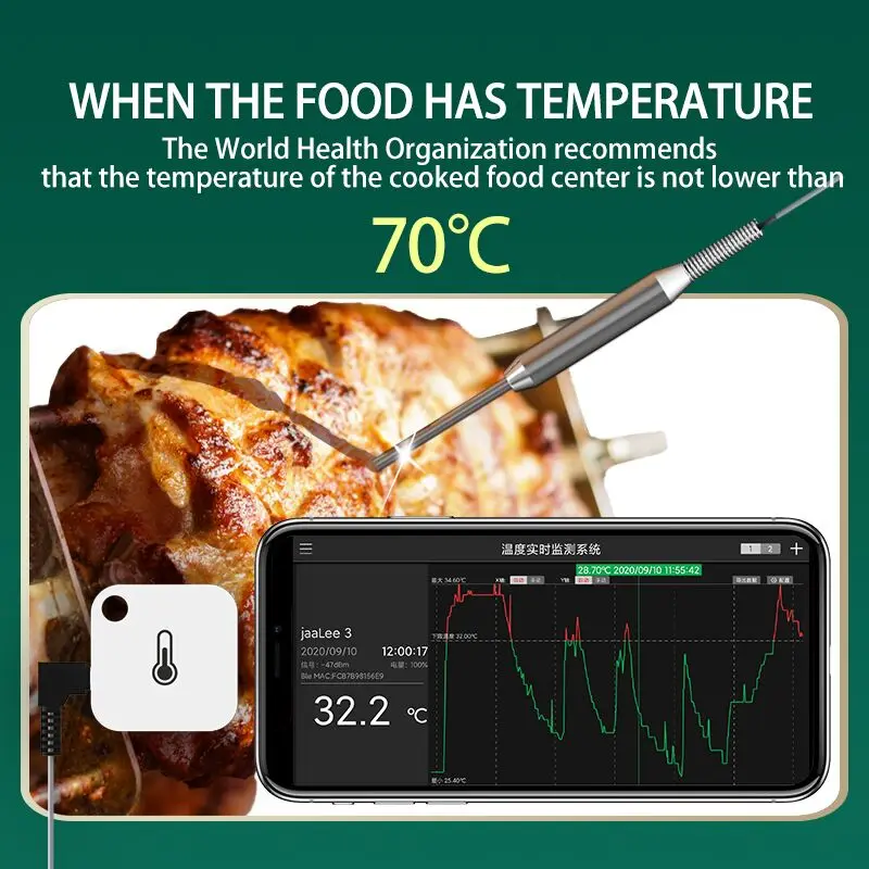 JAALEE JT-P Smart Meat Thermometer Kitchen Cooking Food Candy Thermometer for The Oven,Grill,Kitchen,BBQ,Smoker,Rotisserie