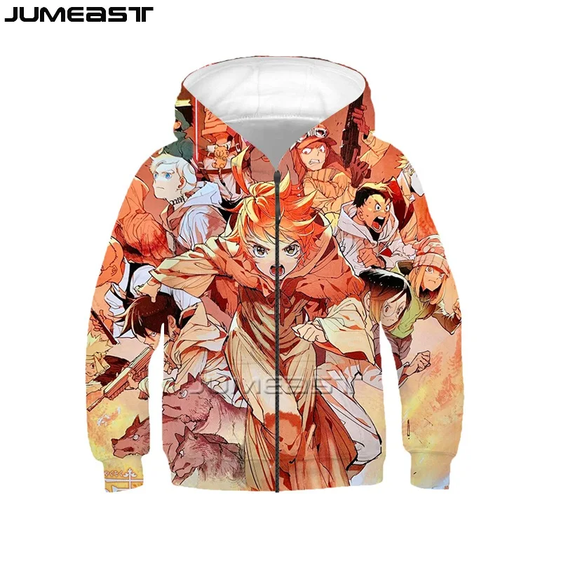 

Jumeast Girl Boy 3D Children Sweatshirt Cartoon Anime The Promised Neverland Baby Kids Cap Zipper Hoody Sport Pullover Hoodies