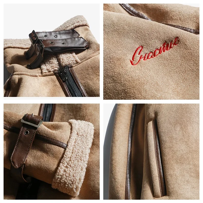 Chaqueta De invierno para Hombre, Parkas De lana De cordero, estilo coreano, cálido, Vintage, De terciopelo, grueso, corto, De algodón
