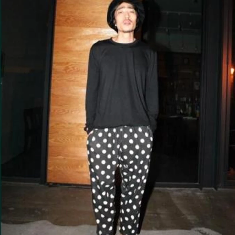 

Men's Summer 9-point Pants Loose Black Black Black Polka Dot Casual Pants