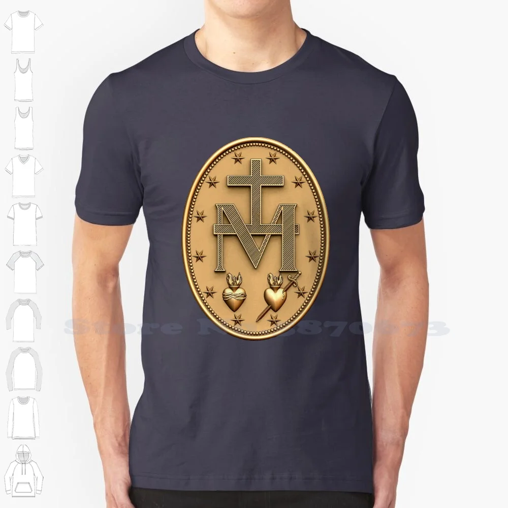 Medal T Shirt Catholic Virgin Mary Sacred Heart Summer Funny T Shirt For Men Women Jesus Immaculate Blessed Our