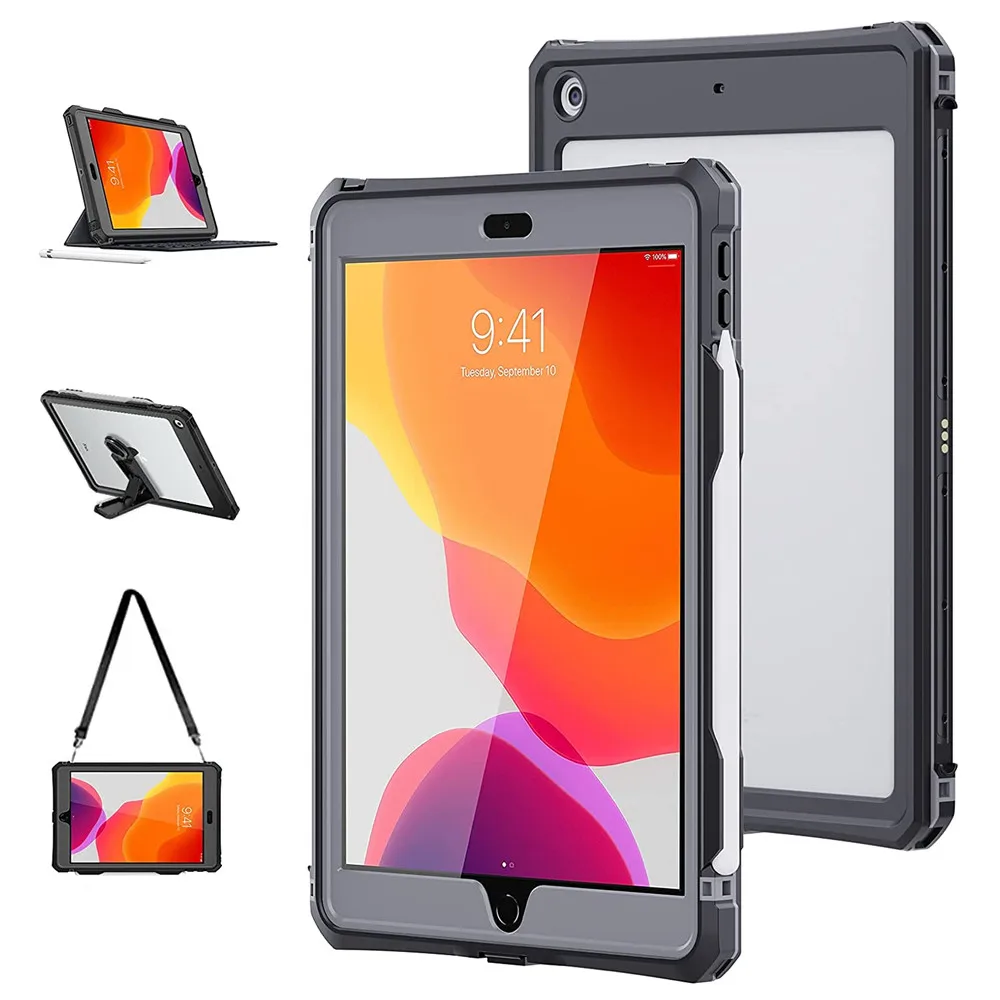 

Case for iPad 10.2 9th 8th 7th Generation Waterproof Tablet Cover for iPad 9 8 7 Heavy Duty Shockproof Coque with Shoulder Strap