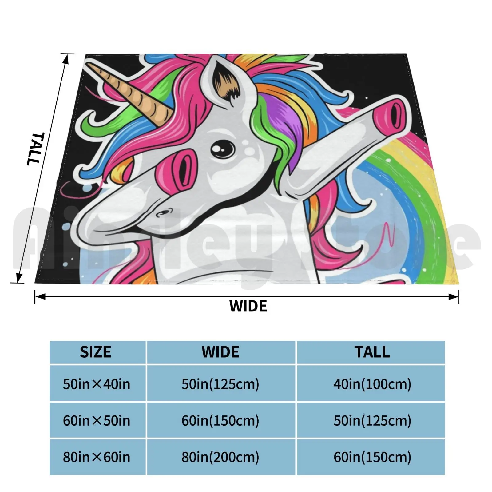 Dabbing Unicorn Rainbow Design Blanket Fashion Custom Cute Funny Dabbing Unicorn Rainbow Dance Colorful