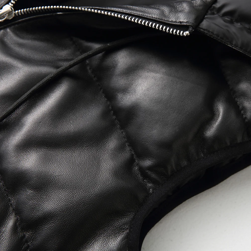 AYUNSUE Genuine Leather Jacket Vest Women 100% Sheepskin Coat 2020 Autumn Winter Jacket Women Hooded Korean Down Jackets 4xl MY