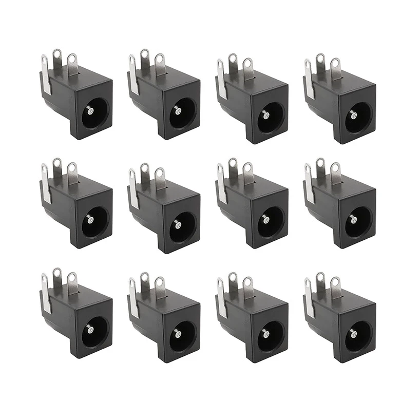 10Pcs DC-005 5.5mm x 2.1mm DC Power Female Jack Socket Connectors Supply Barrel-Type Right Angle PCB Mount Terminal Adapter