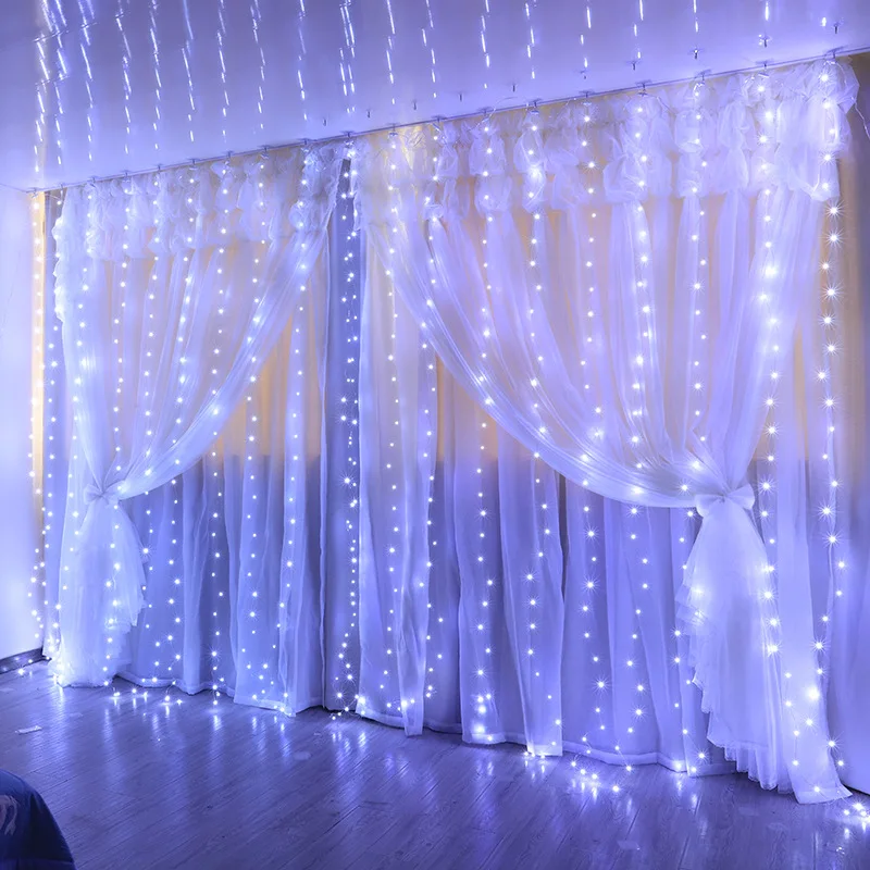 Imagem -02 - Led Cortina String Luzes de Fadas Usb com Controle Remoto Natal Ano Novo Guirlanda Festa de Casamento Interior Decoração da Janela do Quarto 3m