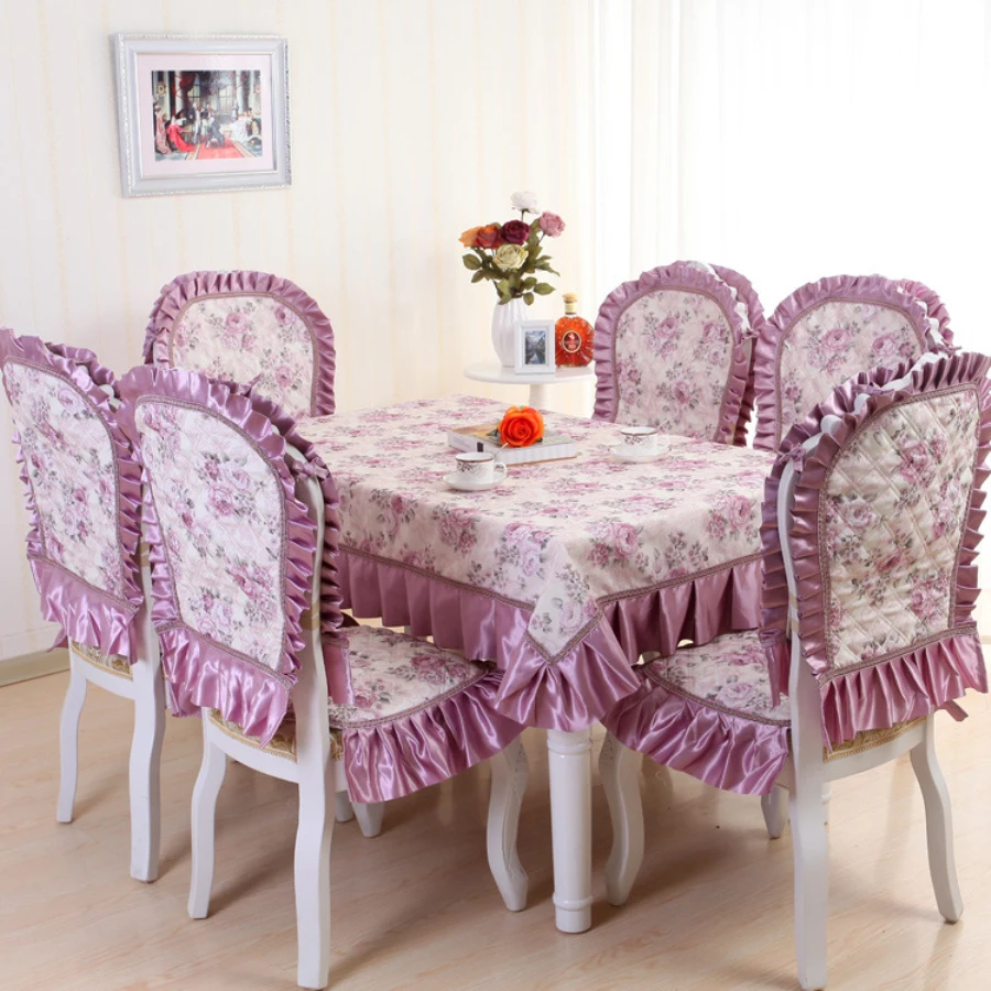 

Luxury fashion Pastoral Table Cloth with Lace Cotton European style Rectangular 2 styles Dinning Tablecloths Chair Covers