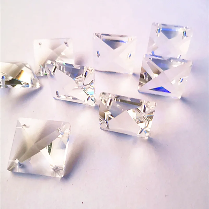 Hot Selling 30pcs/lot 22mm Clear K9 Crystal Glass Square Beads With 4 Holes for Chandelier Beads DIY Lighting Parts  Accessories