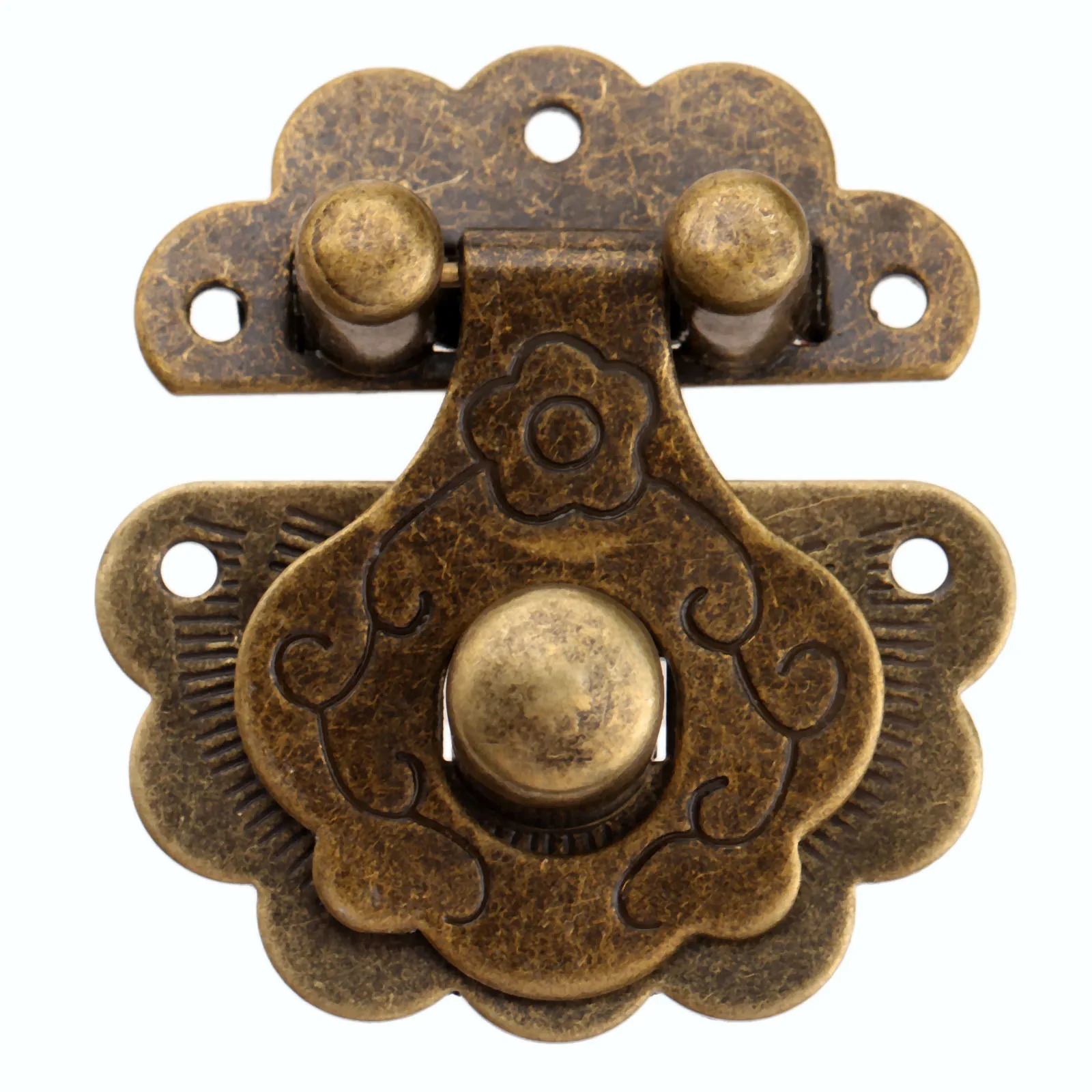 1pc Lock Hasp Hook Metal 6 screws Antique Bronze 40x36mm Decorative Wooden Box Case Chest Padlock Vintage Iron Hardware
