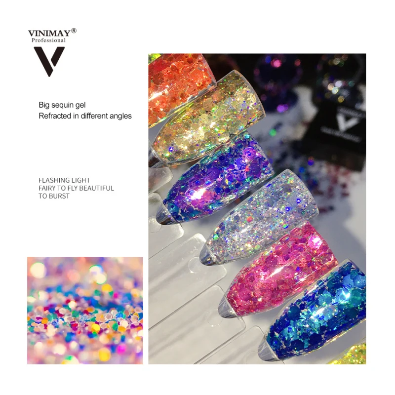 24color Korea Glitter Gel Nail Polish Sequins Colorful Nail Explosion Glue Bright Reflective Diamond Glue Varnish Nail Art Tools