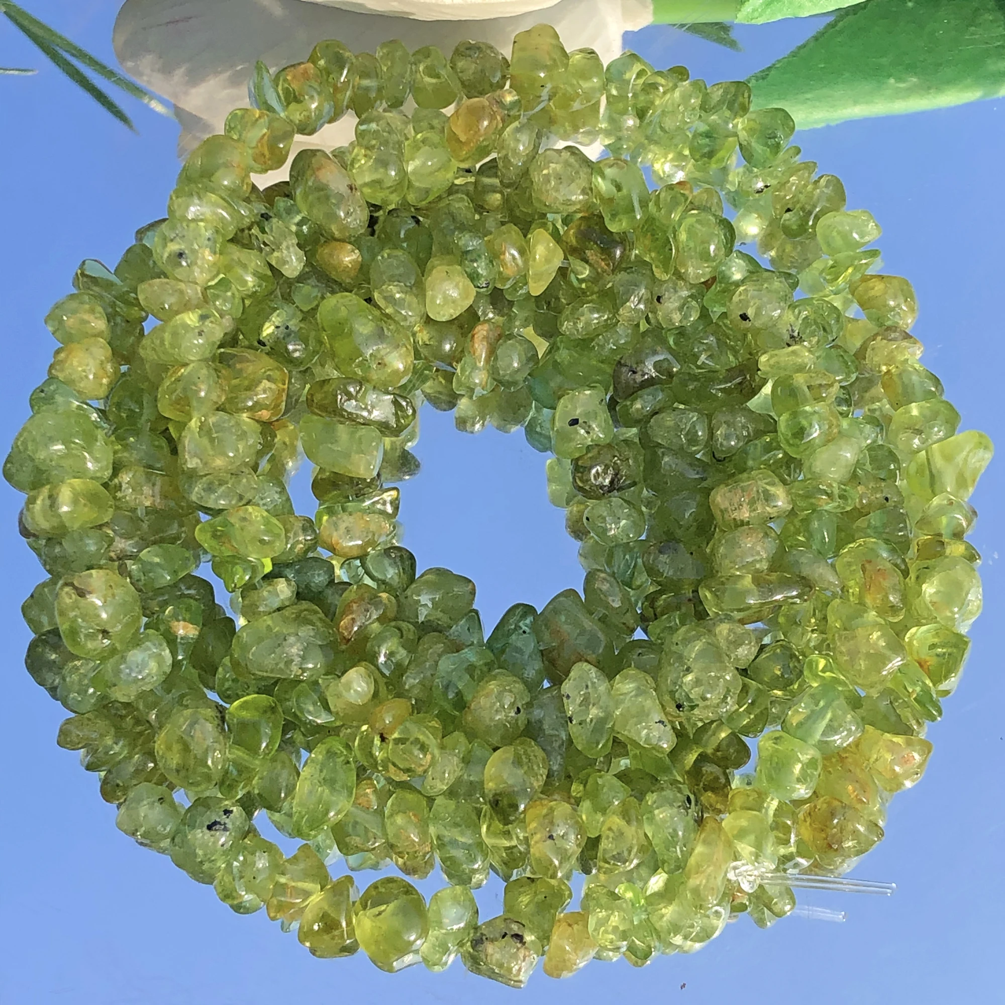 5-8mm Natural Irregular Freeform Green Peridots Crystal Chips Stone Gravel Beads For Jewelry Making DIY Bracelet Necklace 32\